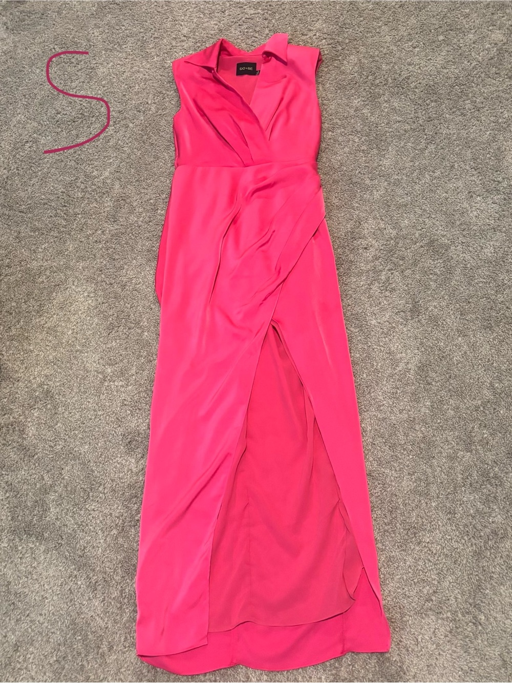 Hot Pink Sleeveless V-Neck Maxi Dress by